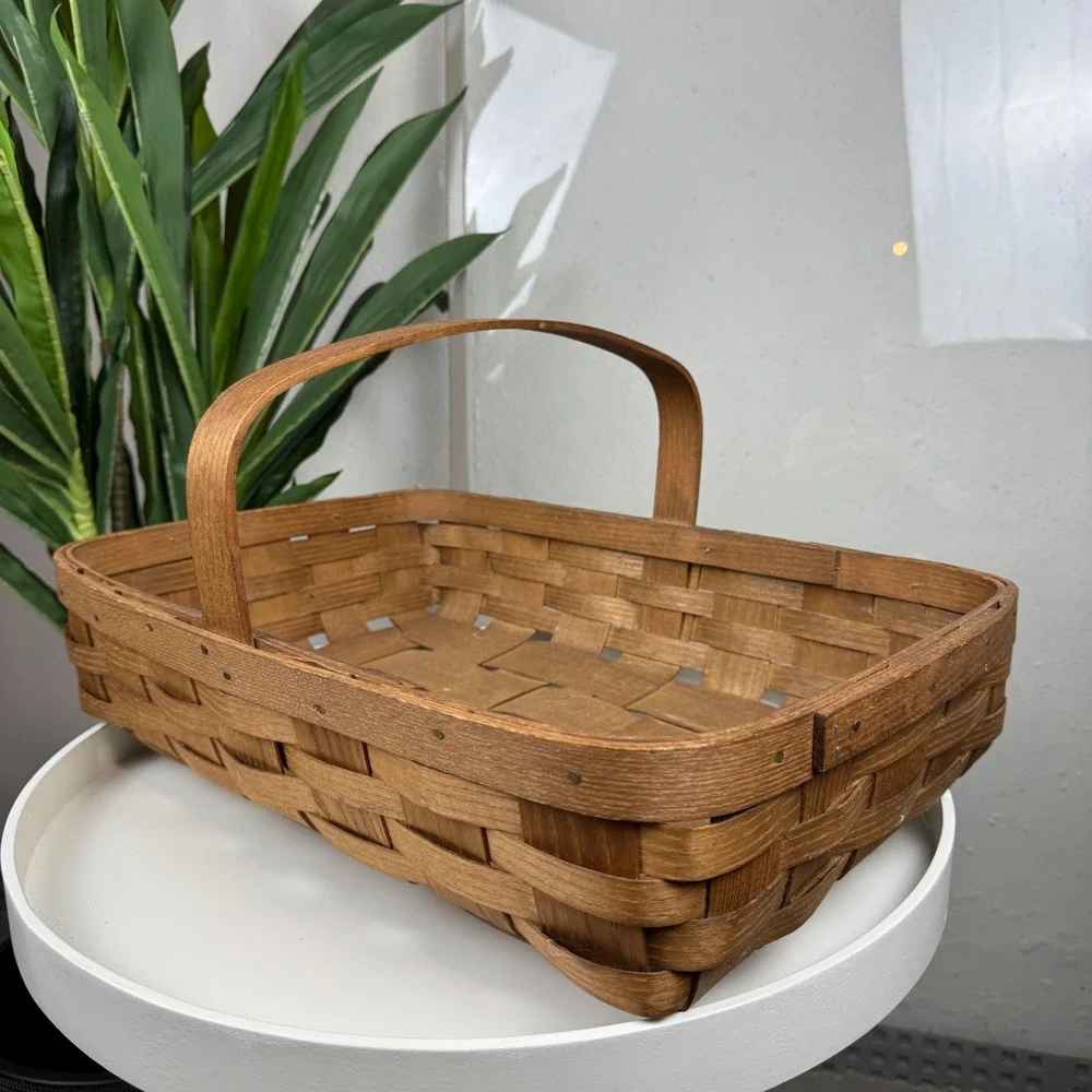 Cottagecore Vintage Basketville Woven Gathering Basket Brown Vermont Farmhouse